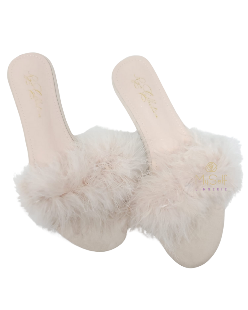 Rya Collection S01 Champagne Feather Slippers MYSELFLINGERIE.COM
