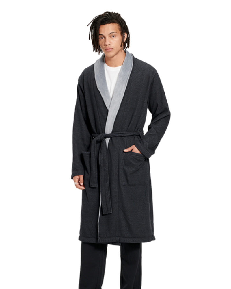 UGG 1096932 Black Heather Robinson Men's Wrap Robe myselflingerie.com