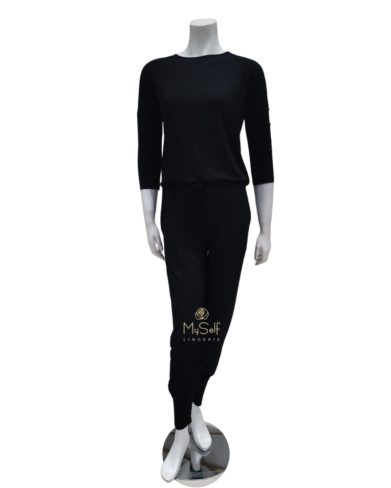 Oh! Zuza OZ214 Classic Black Modal Pajamas Set myselflingerie.com