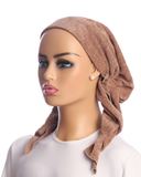 Ahead Smoky Taupe Waffle Chenille Velour Pre-Tied Bandanna