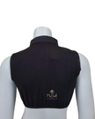 Gemsli Black Sleeveless Crop Shell w/ Placket and Pointed Collar myselflingerie.com