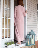 Ellwi 305-PK Pink Stripes Button Down Cotton Nightgown myselflingerie.com