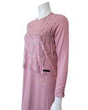 Ellwi 307-PK Silver Print Pink Cotton Nursing Nightgown myselflingerie.com