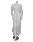 3641+3646 Ivory Sheer Lace Chemise & Long Robe Set