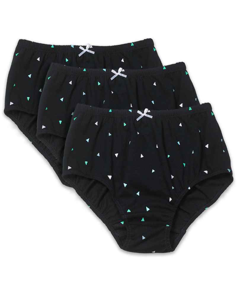 Young Berry 7321 Black Triangle Cotton Panties 3pk myselflingerie.com