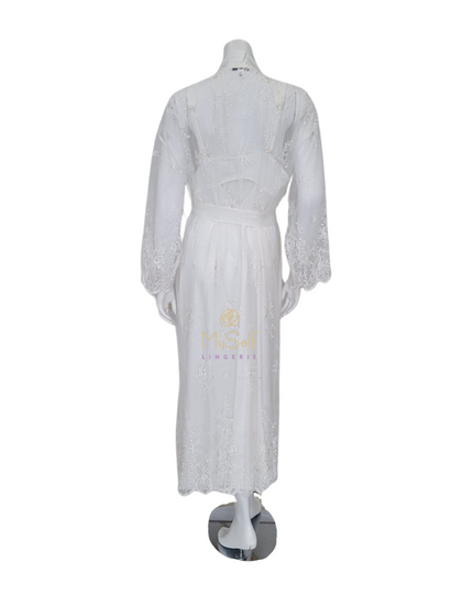 Rya Collection 220X Ivory Darling Lace Robe Plus Sizes myselflingerie.com