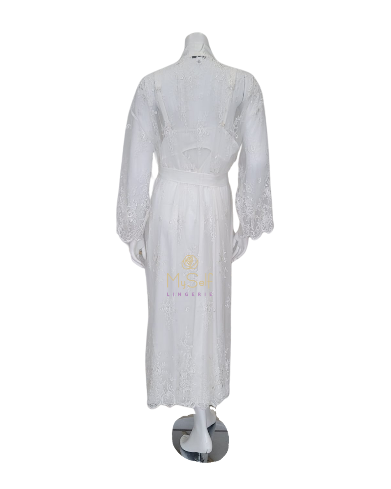 Rya Collection 220X Ivory Darling Lace Robe Plus Sizes myselflingerie.com