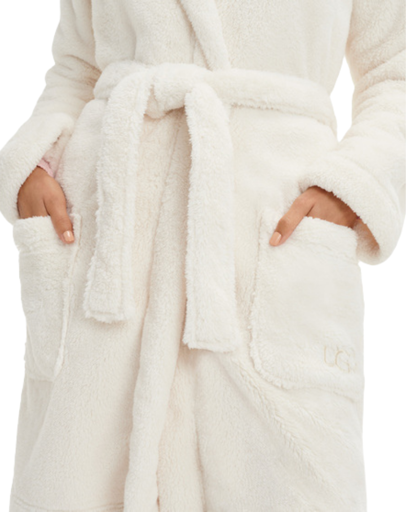 UGG 1121091 Cream Aarti Hooded Plush Robe Pockets