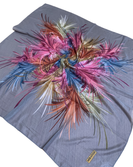 Tie Ur Knot Grey Feather Splatter Pre-Tied Bandanna with Full Non Slip Grip myselflingerie.com