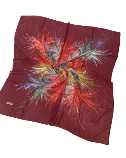 Tie Ur Knot Maroon Feather Splatter Pre-Tied Bandanna with Full Non Slip Grip myselflingerie.com