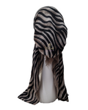 Lizi Headwear Tan Zebra Print Pre-Tied Bandanna myselflingerie.com