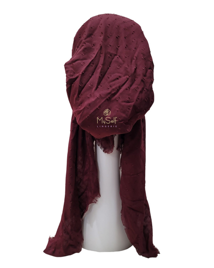 Lizi Headwear Textured Solid Burgundy Pre-Tied Bandanna myselflingerie.com