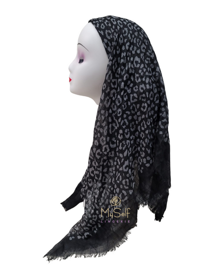 Lizi Headwear Open Back Black Cheetah Pre-Tied Bandanna myselflingerie.com