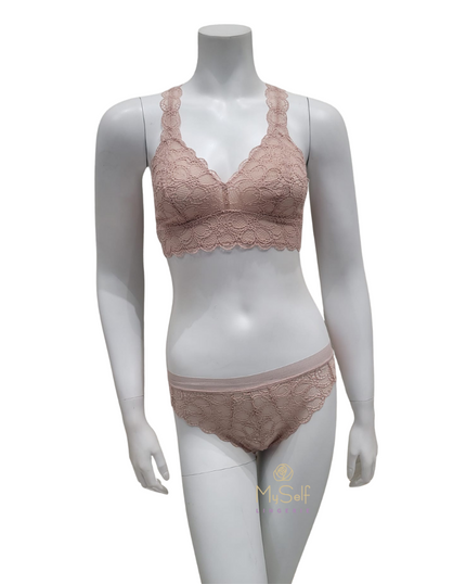 DKNY DK4522 + DK4944 Cameo Dark Superior Lace Bralette & Panty Set myselflingerie.com