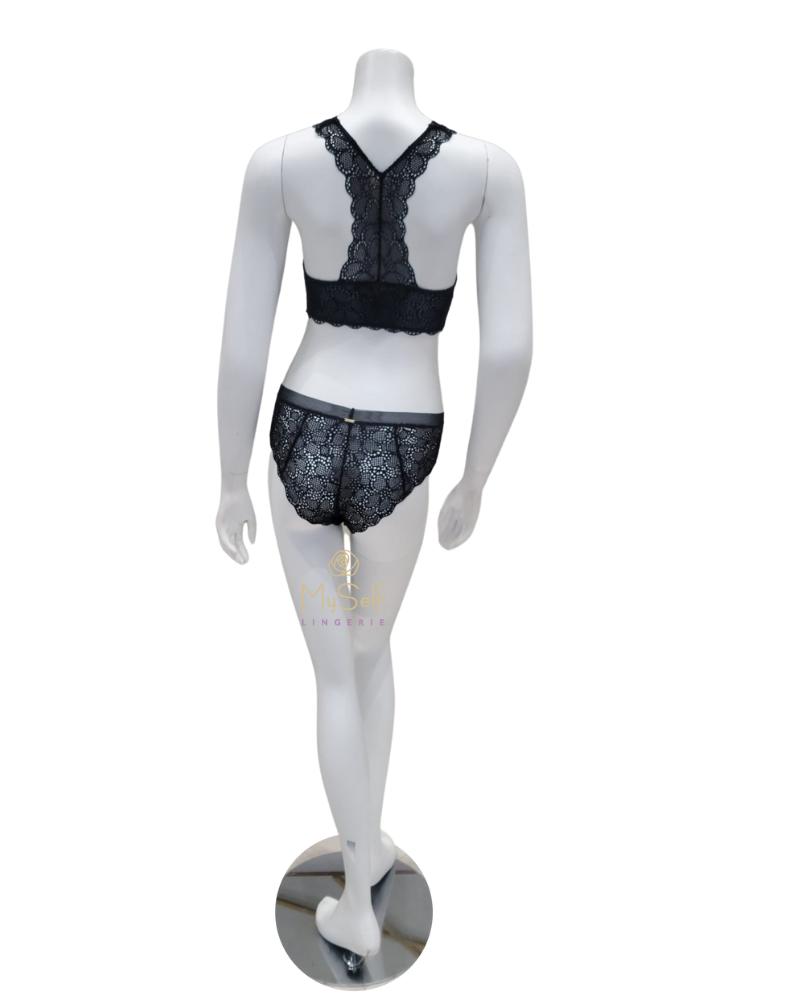 DKNY DK4522 + DK4944 Black Superior Lace Bralette & Panty Set myselflingerie.com