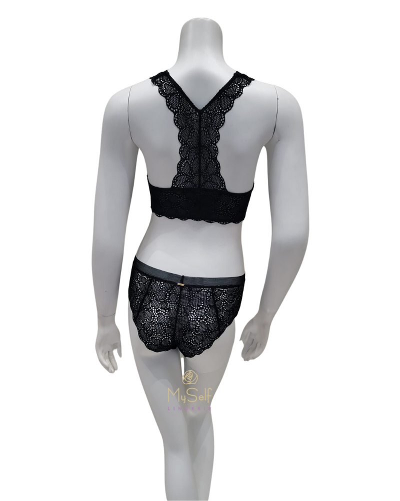 DKNY DK4522 + DK4944 Black Superior Lace Bralette & Panty Set myselflingerie.com