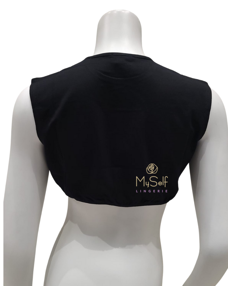 Gemsli SHC334 Black Sleeveless Organic Cotton Crop Shell myselflingerie.com