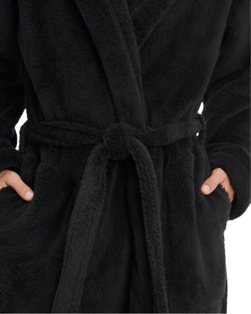 UGG 1121070 Ink Black Beckett Men's Plush Robe myselflingerie.com