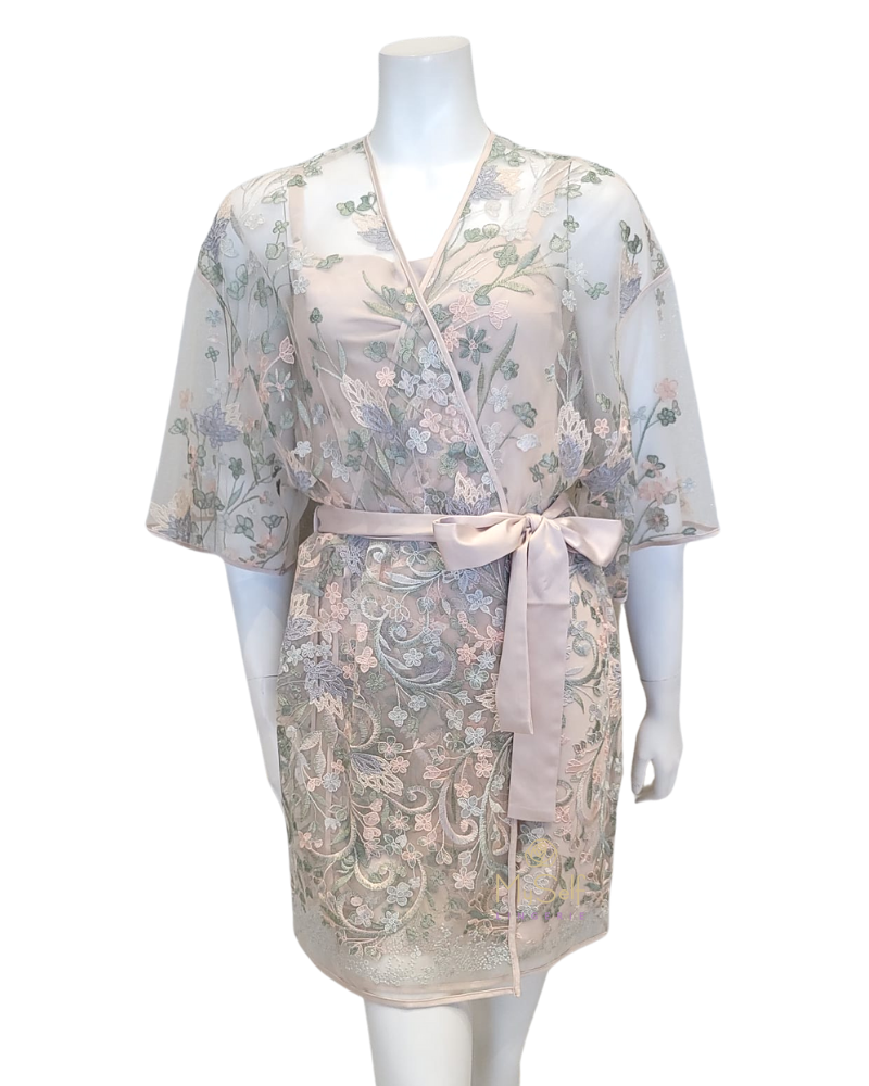 Rya Collection 564 Champagne Iris Embroidered Cover Up MYSELFLINGERIE.COM