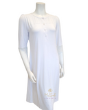 Vanilla Night and Day B49 Lace Button Down White Modal Nightshirt myselflingerie.com