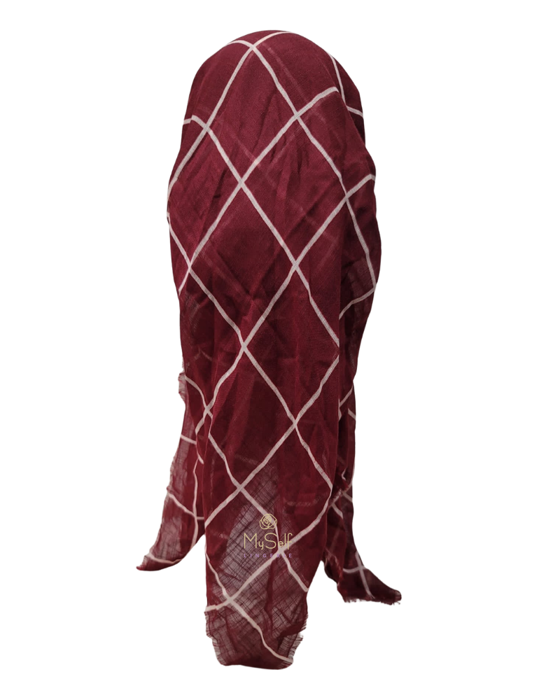 Lizi Headwear Open Back Burgundy Plaid Pre-Tied Bandanna myselflingerie.com