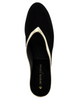 Jacques Levine 4640LL Black Suede With Gold LeatherTrim Wedge Slipper myselflingerie.com