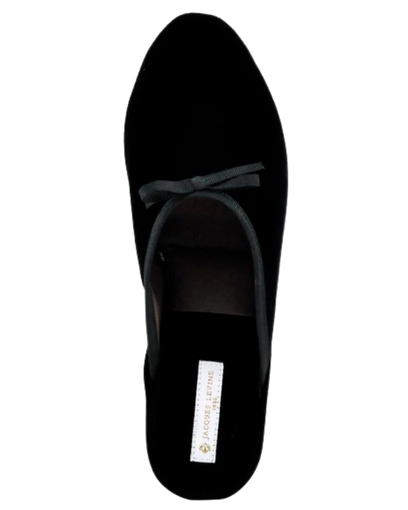 Jacques Levine 20397V Lolita Black Velvet Wedge Slipper myselflingerie.com
