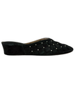 Jacques Levine 20161S Black Suede Quilted Silver Dots Wedge Slippers myselflingerie.com