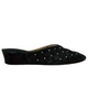 Jacques Levine 20161S Black Suede Quilted Silver Dots Wedge Slippers myselflingerie.com