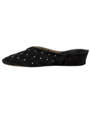 Jacques Levine 20161S Black Suede Quilted Silver Dots Wedge Slippers myselflingerie.com