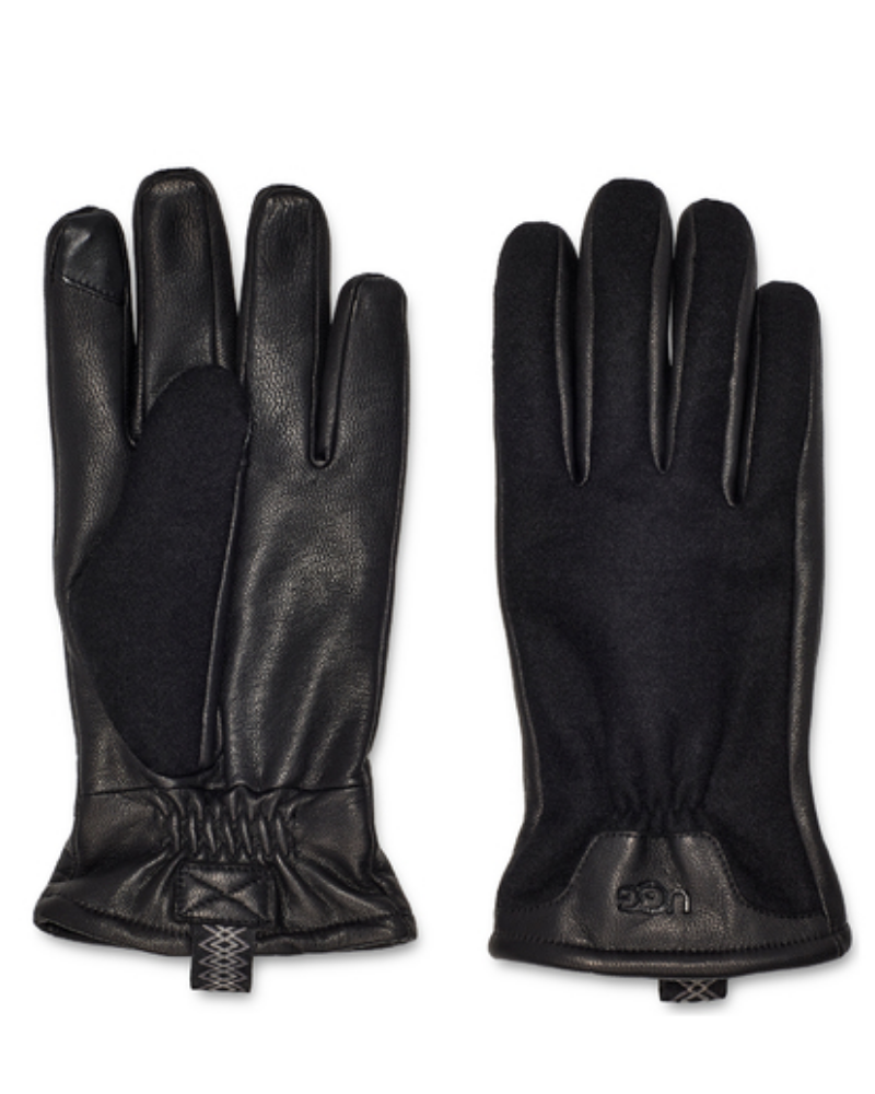 UGG 20957 Black Wool and Leather Men's Gloves myselflingerie.com