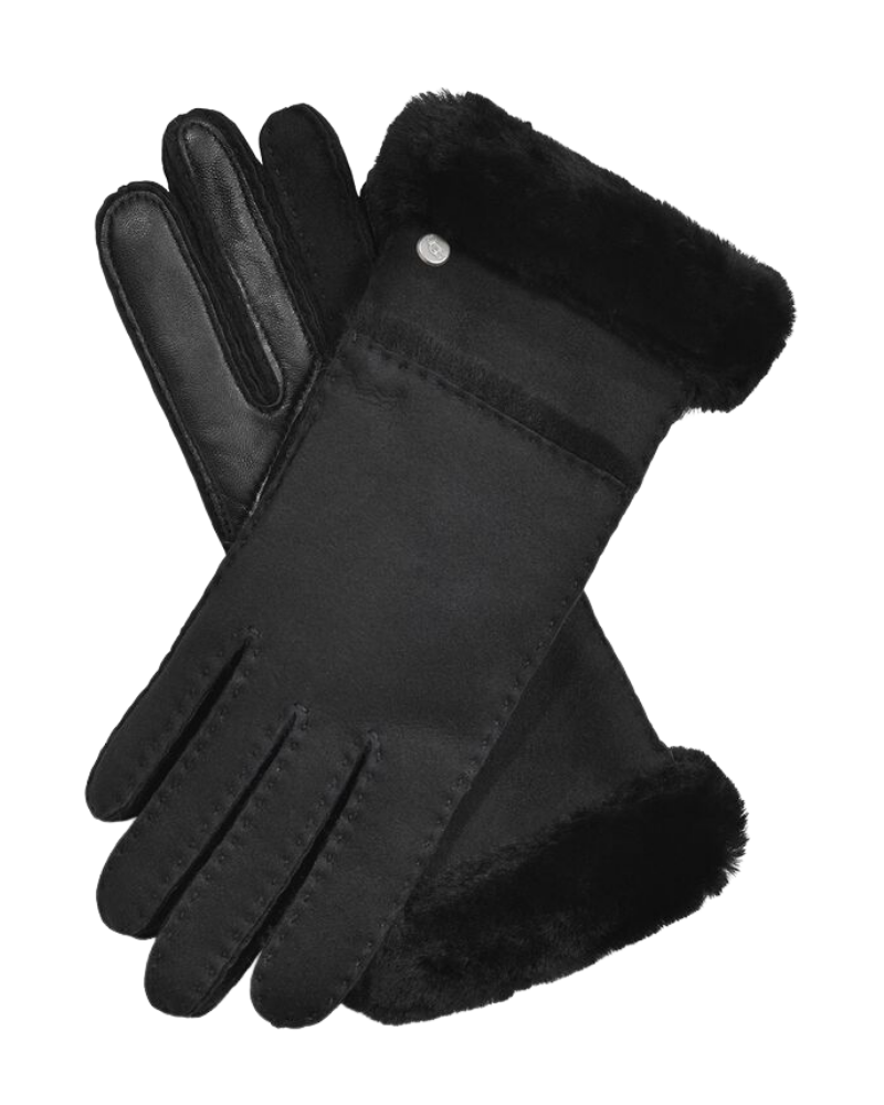 UGG 17371 Black Sheepskin Seamed Gloves myselflingerie.com