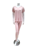 Oh! Zuza OZ211 Dusty Pink Black Lace Short Sleeve Pajamas Set myselflingerie.com