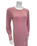 Vanilla Night and Day 3511 Lace Cuff Long Sleeve Antique Rose Modal Nightshirt myselflingerie.com