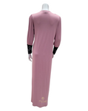408-PK Black Velvet Print Button Down Pink Cotton Nightgown myselflingerie.com