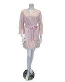 Rya Collection 195 + 394 Pink Petal Heavenly Chemise & Feathers Satin Kimono Wrap myselflingerie.com