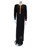 Ellwi 405 Color Pop Button Down Black Cotton Nightgown Full