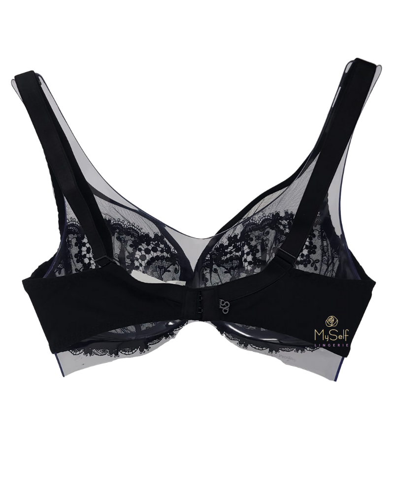 Simone Perele 12B319 Black Saga Sheer Plunge Underwire Bra myselflingerie.com