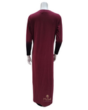 Chicolli FW21N07A Flocked Paisley Burgundy Button Down Cotton Nightgown  myselflingerie.com