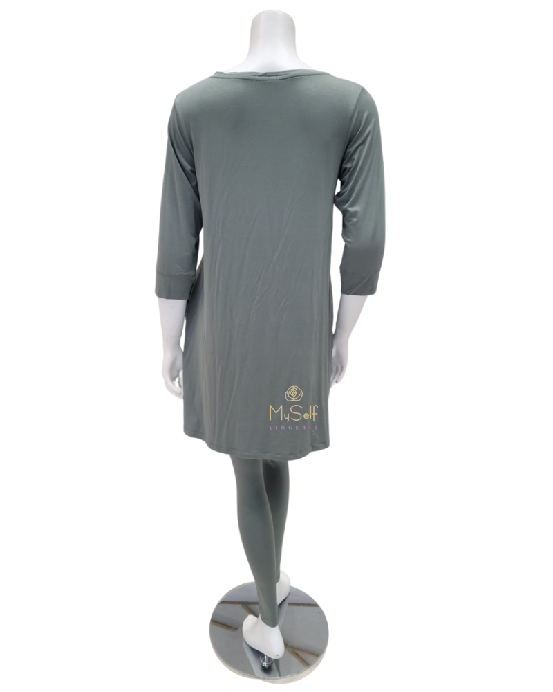 Oh! Zuza OZ210PJ Agave Green Accented Tunic Style Modal Pajamas Set myselflingerie.com