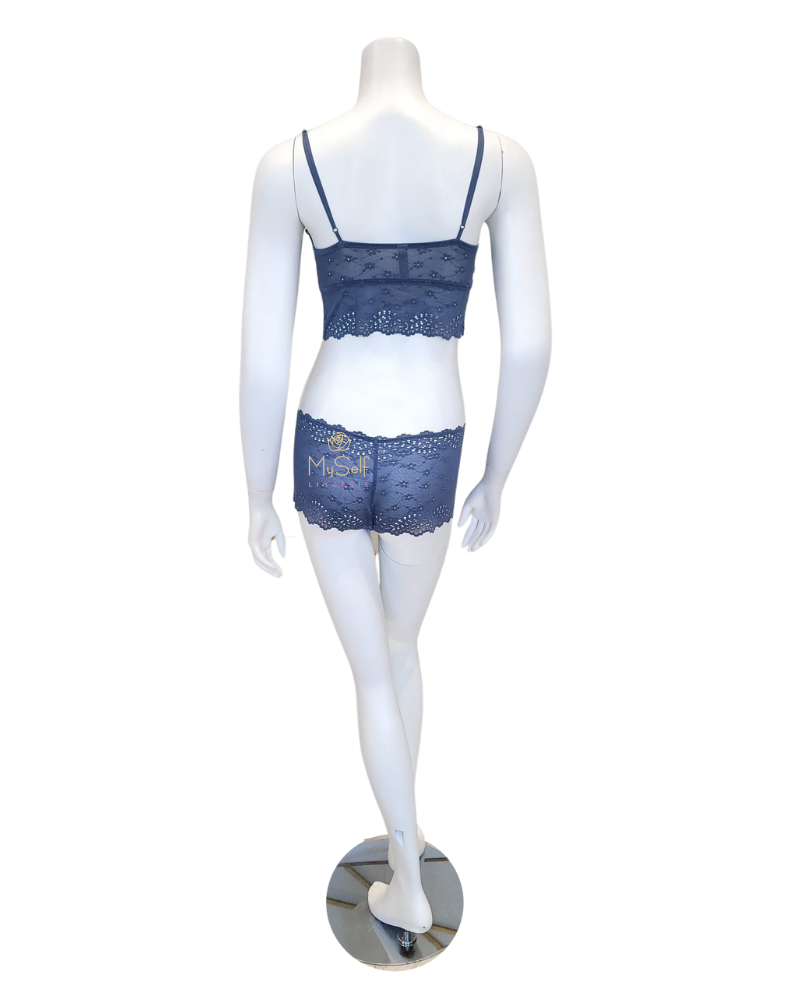 Btemptd 910219 + 945219 Eyelet Inspired Vintage Indigo Bralette Set myselflingerie.com