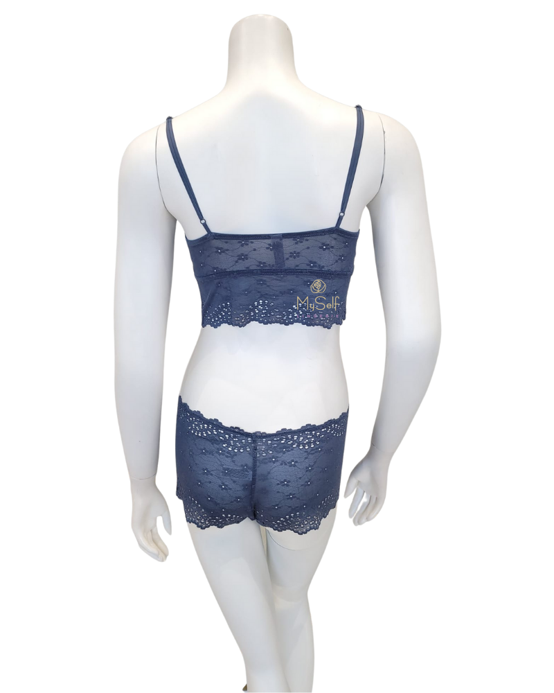 Btemptd 910219 + 945219 Eyelet Inspired Vintage Indigo Bralette Set myselflingerie.com