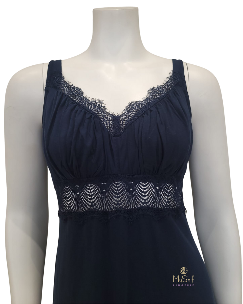 Cosabella ALLSW2722 Navy Allure Curvy Modal Chemise myselflingerie.com