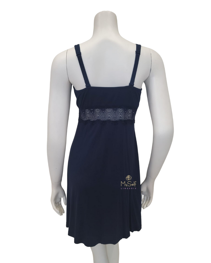 Cosabella ALLSW2722 Navy Allure Curvy Modal Chemise myselflingerie.com