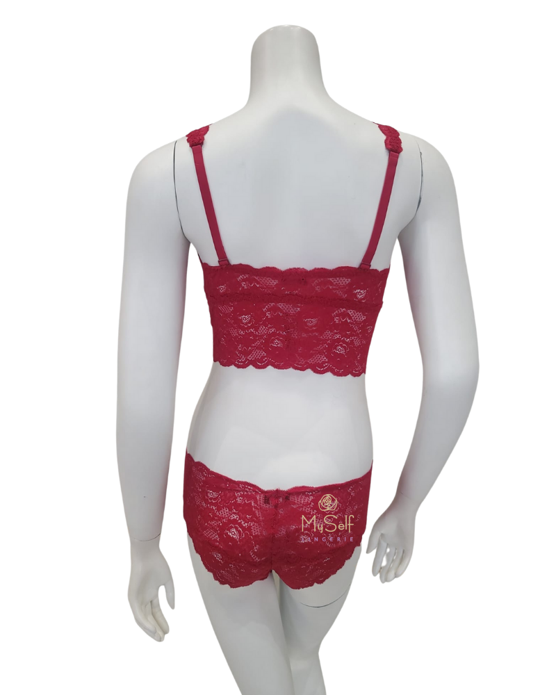 Cosabella NEVER1386 + 07ZL Mystic Red Lace Bralette & Short Set myselflingerie.com