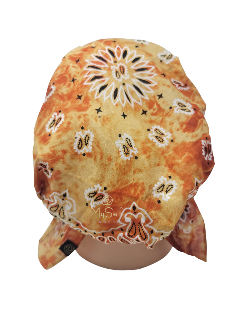 Cherie HB165OR Orange Tie Dye Printed Pre-Tied Bandanna myselflingerie.com