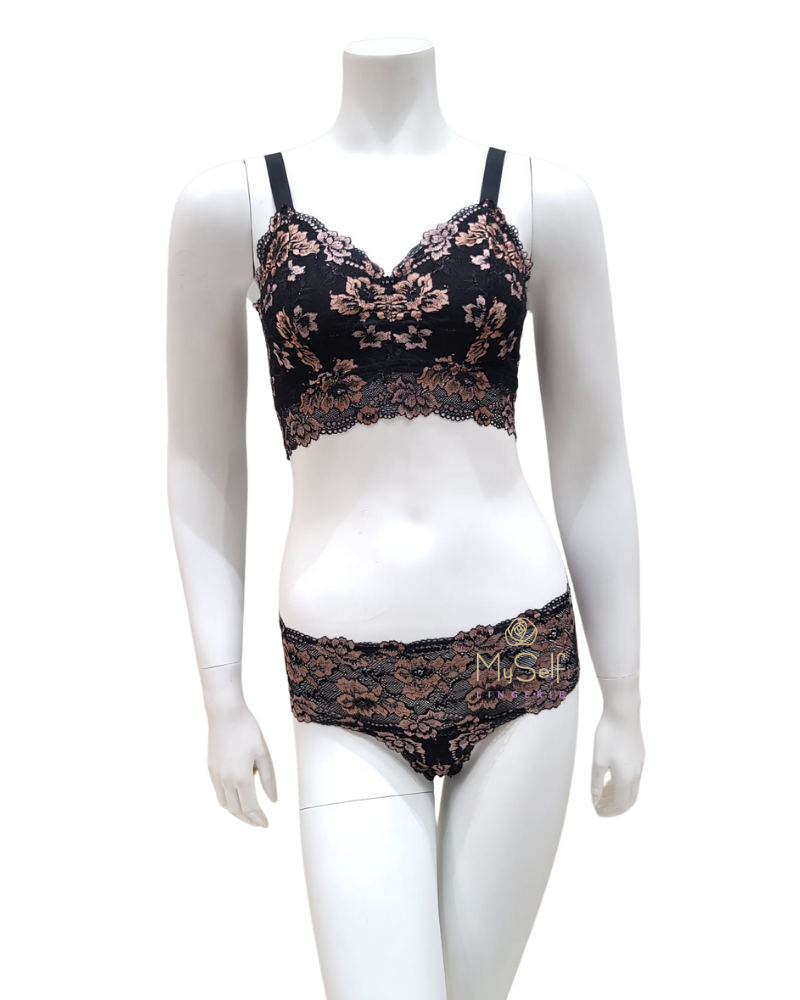 Cosabella SAVON1382 Savona Black/Mandorla Curvy Longline Bralette Set myselflingerie.com