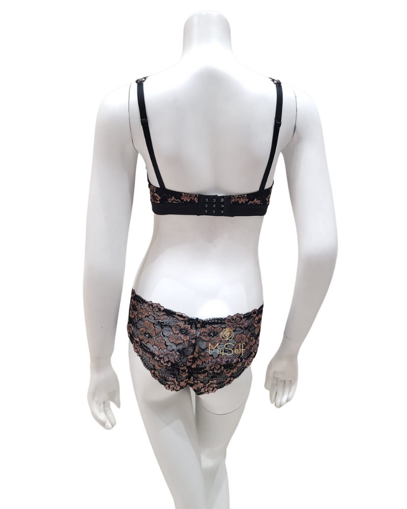 Cosabella SAVON1302 + 0723 Savona Black/Mandorla Bralette Set  myselflingerie.com