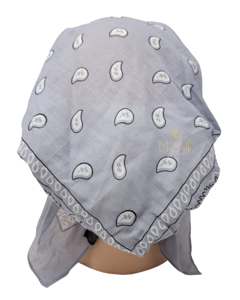 Cherie HB166GRY Grey Printed Pre-Tied Bandanna myselflingerie.com
