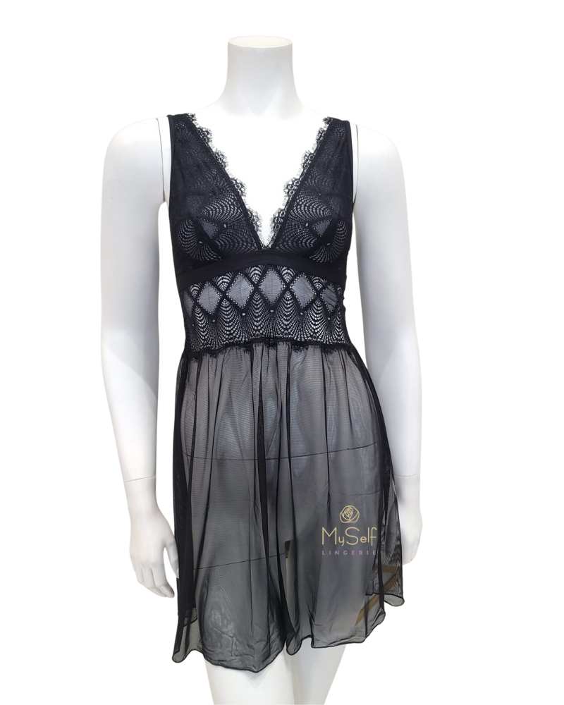 Cosabella ALLUR2621 Black Allure Babydoll Chemise myselflingerie.com